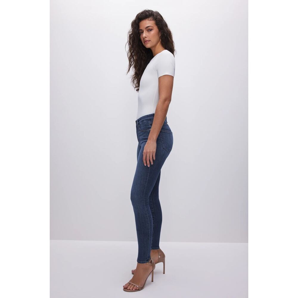 Good American Good Legs Skinny Jeans Size 8 Blue Mid Rise Tummy Technology - Picture 2 of 9
